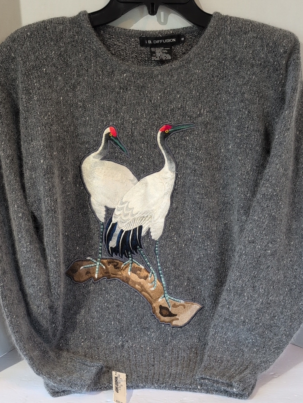 Vintage IB Diffusion Sweater Women's S Nwt Silk Angora Crane Bird '80S.